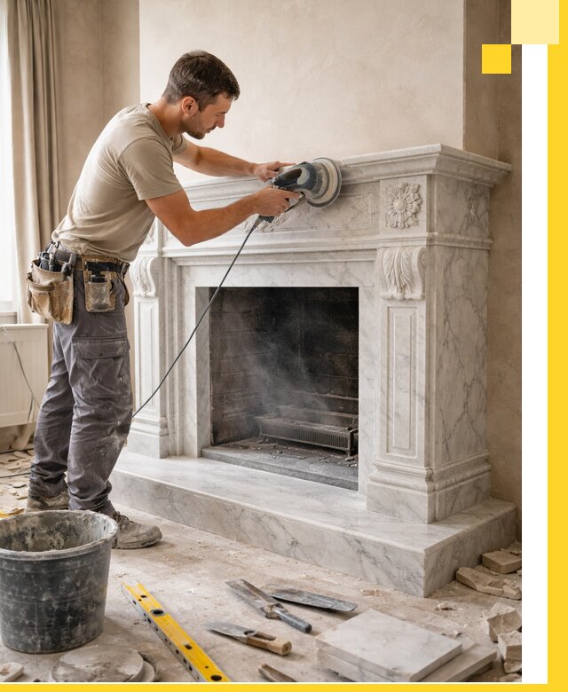 Изготовление и установка мраморных каминов в Ноябрьске под ключ