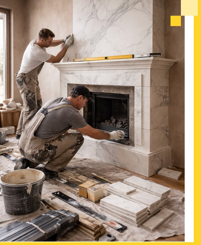 Отделка каминов в Ноябрьске качественные облицовочные работы