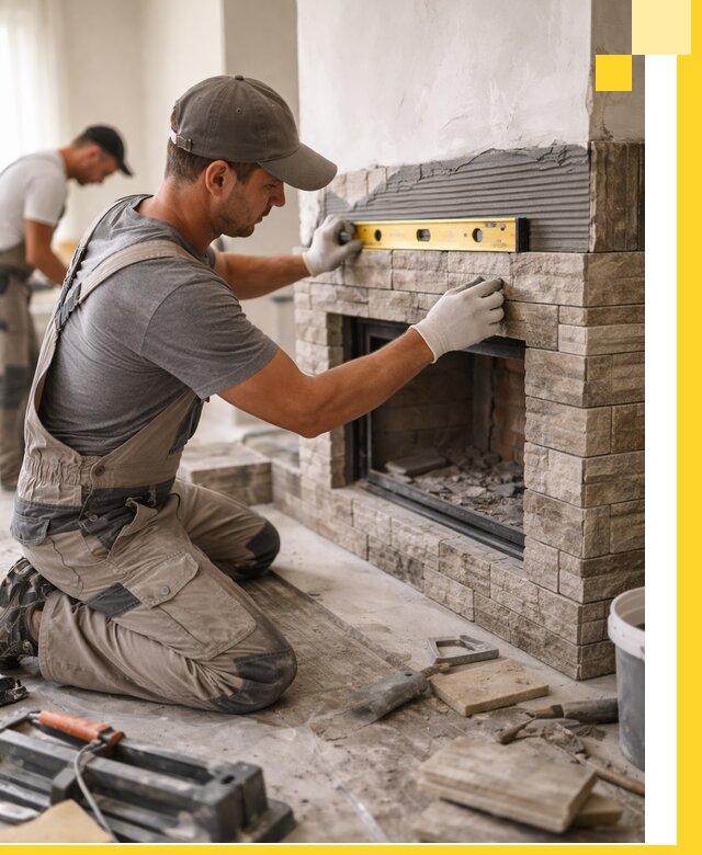 Облицовка каминов в Ноябрьске, монтаж и отделка натуральным камнем