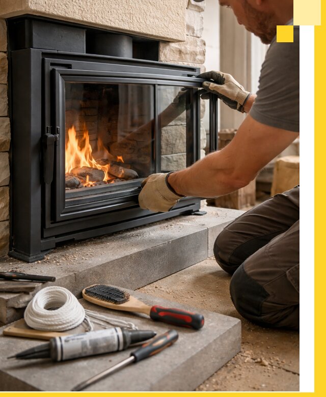 Производство, монтаж и доставка каминов со стеклом в Ноябрьске