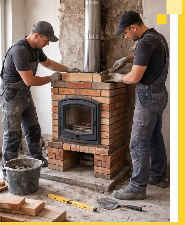 Монтаж печи камина под ключ в Ноябрьске с гарантией и пусконаладкой