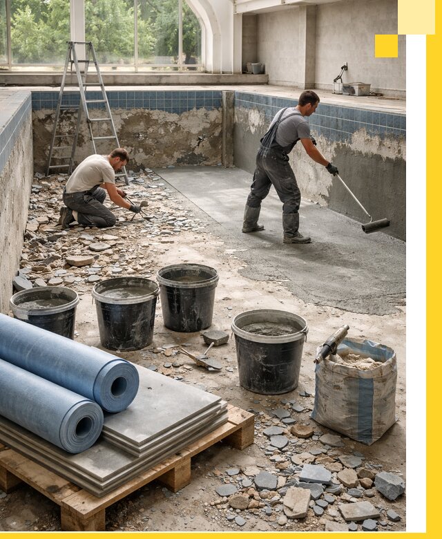 Реконструкция бассейнов в Ноябрьске: ремонт, гидроизоляция