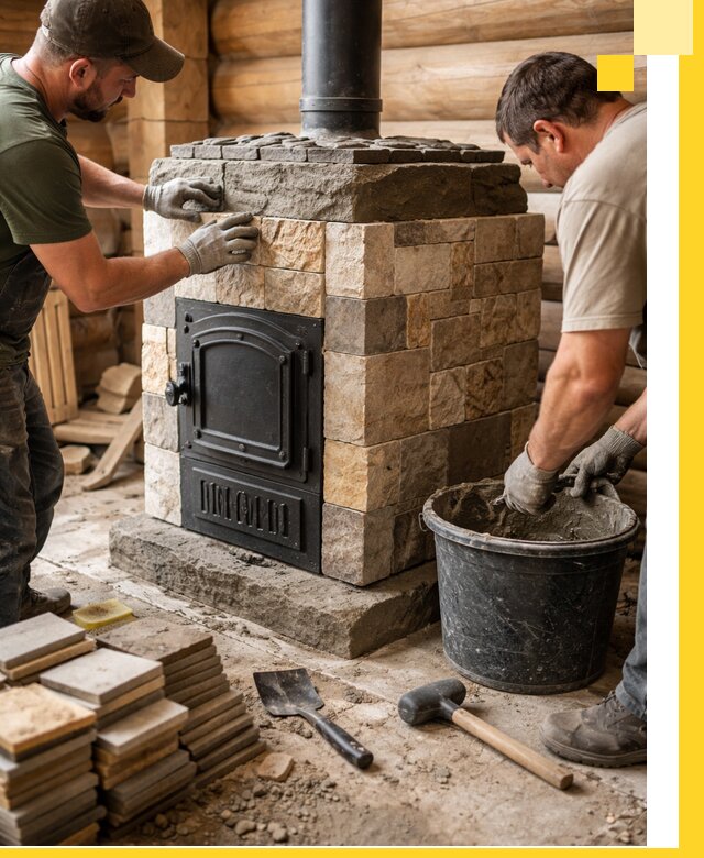 Облицовка банной печи под ключ в Ноябрьске: камень и плитка