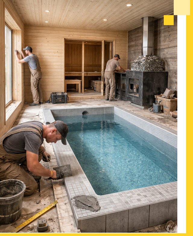 Проект бани с бассейном и сауной в Ноябрьске под ключ