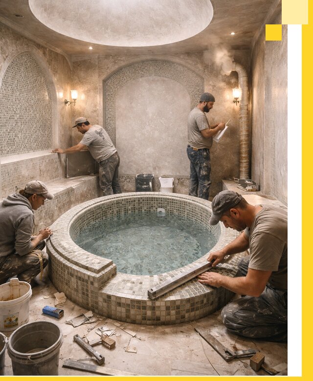 Профессиональное строительство хамама с бассейном в Ноябрьске под ключ