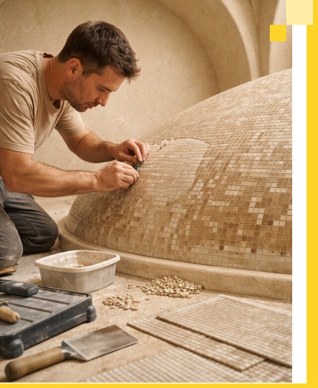 Профессиональная укладка мозаики для хамама под ключ в Ноябрьске