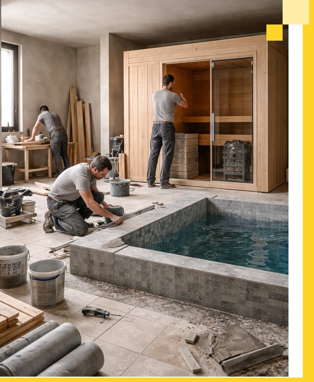 SPA зоны под ключ с бассейном сауной и печью в Ноябрьске